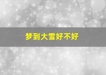 梦到大雪好不好