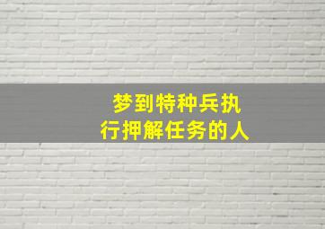 梦到特种兵执行押解任务的人