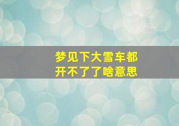 梦见下大雪车都开不了了啥意思