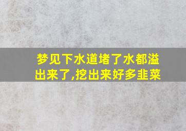 梦见下水道堵了水都溢出来了,挖出来好多韭菜