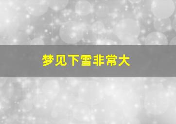 梦见下雪非常大