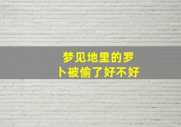 梦见地里的罗卜被偷了好不好