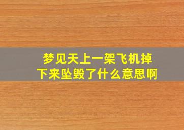 梦见天上一架飞机掉下来坠毁了什么意思啊