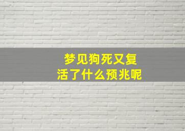 梦见狗死又复活了什么预兆呢