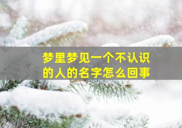 梦里梦见一个不认识的人的名字怎么回事