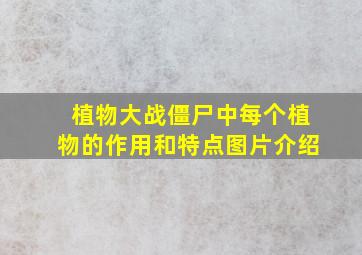 植物大战僵尸中每个植物的作用和特点图片介绍