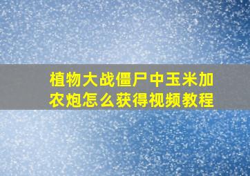 植物大战僵尸中玉米加农炮怎么获得视频教程