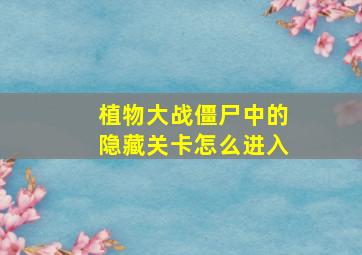 植物大战僵尸中的隐藏关卡怎么进入