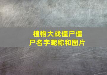 植物大战僵尸僵尸名字昵称和图片