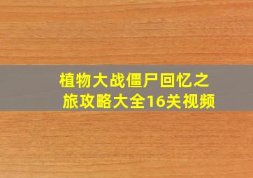 植物大战僵尸回忆之旅攻略大全16关视频