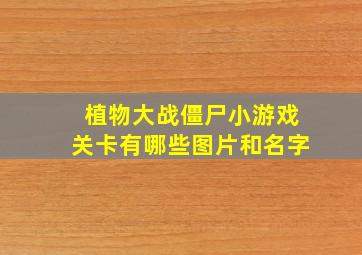 植物大战僵尸小游戏关卡有哪些图片和名字