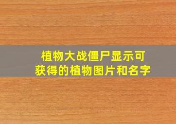 植物大战僵尸显示可获得的植物图片和名字