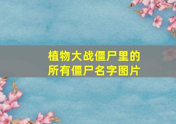 植物大战僵尸里的所有僵尸名字图片