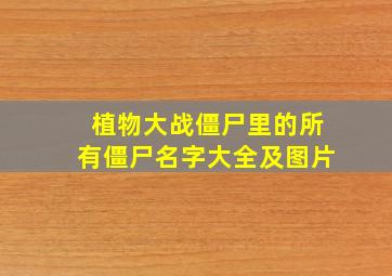 植物大战僵尸里的所有僵尸名字大全及图片