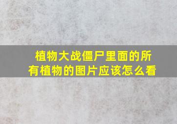 植物大战僵尸里面的所有植物的图片应该怎么看