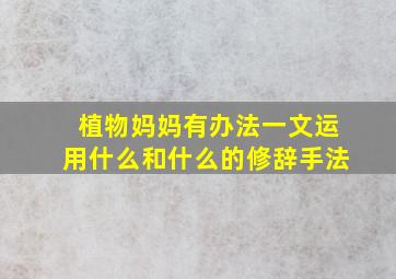 植物妈妈有办法一文运用什么和什么的修辞手法