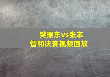 樊振东vs张本智和决赛视频回放