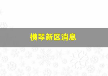 横琴新区消息