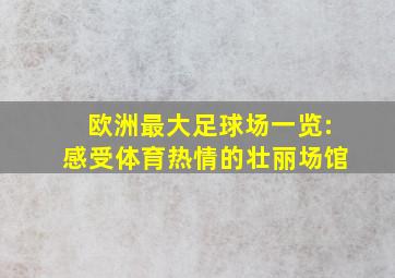 欧洲最大足球场一览:感受体育热情的壮丽场馆