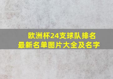 欧洲杯24支球队排名最新名单图片大全及名字