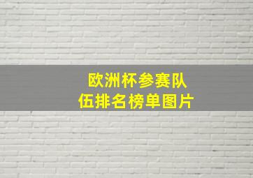 欧洲杯参赛队伍排名榜单图片