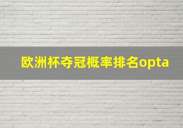 欧洲杯夺冠概率排名opta