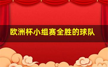 欧洲杯小组赛全胜的球队