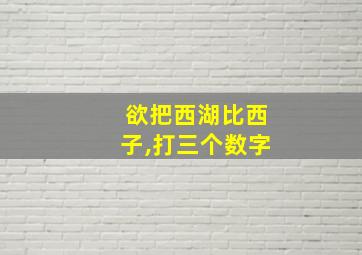 欲把西湖比西子,打三个数字