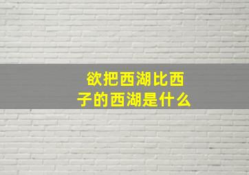 欲把西湖比西子的西湖是什么