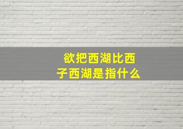 欲把西湖比西子西湖是指什么