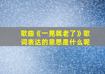 歌曲《一晃就老了》歌词表达的意思是什么呢