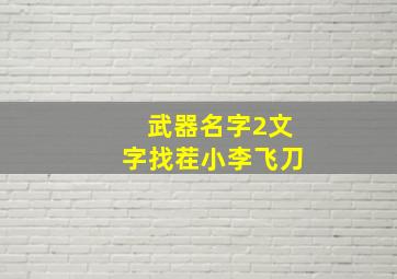 武器名字2文字找茬小李飞刀