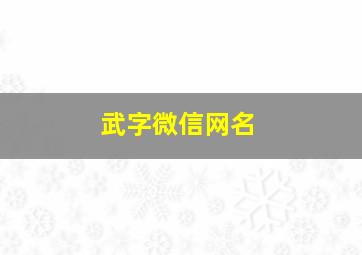 武字微信网名