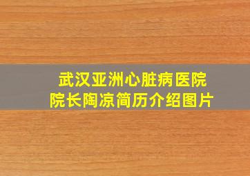 武汉亚洲心脏病医院院长陶凉简历介绍图片