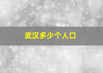 武汉多少个人口