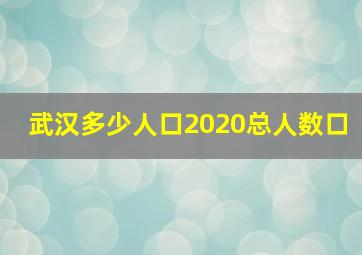 武汉多少人口2020总人数口