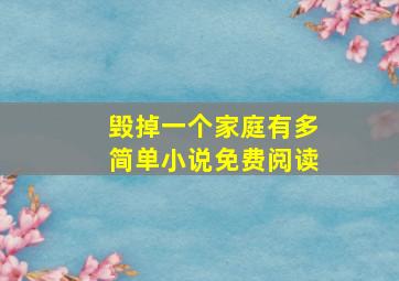 毁掉一个家庭有多简单小说免费阅读