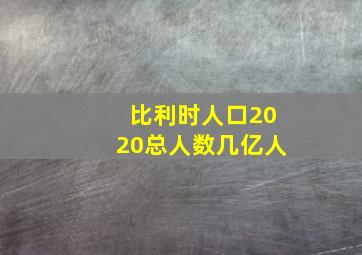 比利时人口2020总人数几亿人