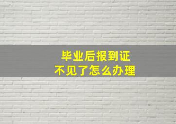 毕业后报到证不见了怎么办理