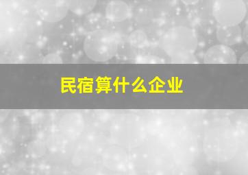 民宿算什么企业