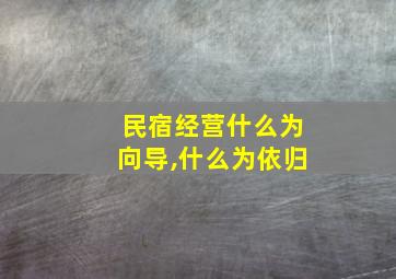 民宿经营什么为向导,什么为依归