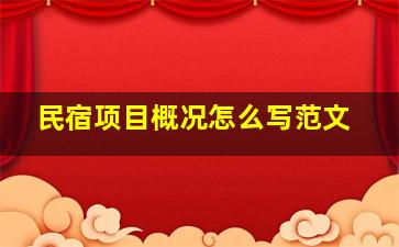 民宿项目概况怎么写范文