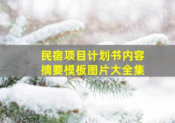 民宿项目计划书内容摘要模板图片大全集