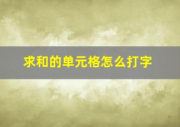 求和的单元格怎么打字