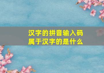 汉字的拼音输入码属于汉字的是什么