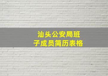 汕头公安局班子成员简历表格