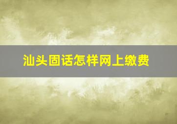 汕头固话怎样网上缴费