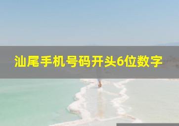 汕尾手机号码开头6位数字