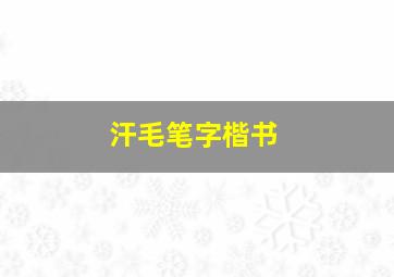 汗毛笔字楷书