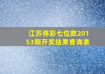 江苏体彩七位数20153期开奖结果查询表